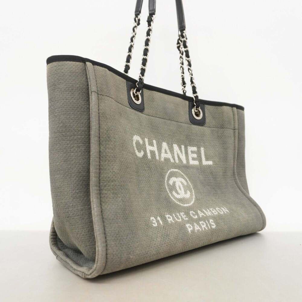 CHANEL Black Canvas Deauville Tote Bag - Picture 2 of 9